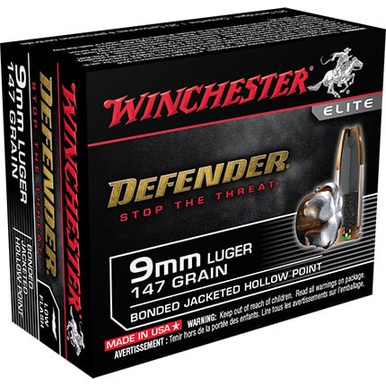 9 MM DEFENDER BONDED JHP 147 GR DEFENDER RD/Box 20-RD/CASE 200-BX/CASE 10 10-BOX/CASE-CASE/PALLET 288