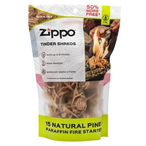 ZIPPO TINDER SHREDS 15 PIECE BAG | 191693114522