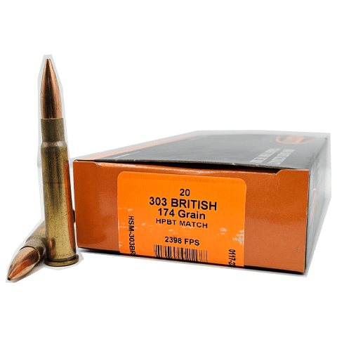 HSM AMMUNITION 303 BRITISH 174GR HPBT MATCH 20RD BOX 20 BOXES PER CASE | 810742021177