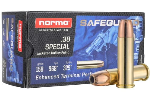 Norma 610740050 SafeGuard Defense Pistol Ammo 38 SPL 158 GR 50 Rnd