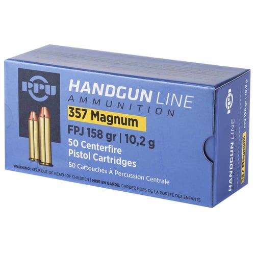 PPU 357 MAGNUM FPJ 158GR 50RD BOX 10 BOXES PER CASE | 860500381310
