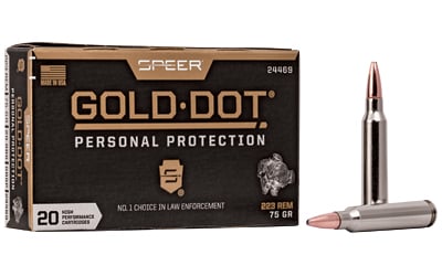 Speer 24469 Gold Dot Rifle, 223 Cal 75 Grain, 20 Round Box