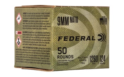 Federal C9N882 Military Grade  9mm Luger 124 gr Full Metal Jacket 50 Per Box/ 10 Case
