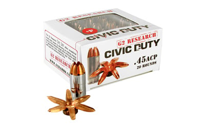 G2 Research G00617 Civic Duty  45 ACP +P 168 gr Copper Expansion Projectile 20 Per Box/ 25 Case