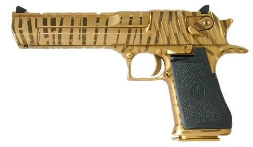 Magnum Research Desert Eagle Mark XIX Pistol  <br>  .50 AE 6 in. Titanium Gold with Tiger Stripe 7 rd.