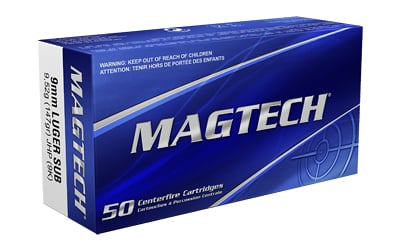 Magtech 9K Range/Training  9mm Luger 147 gr Jacketed Hollow Point Subsonic 50 Per Box/20 Case