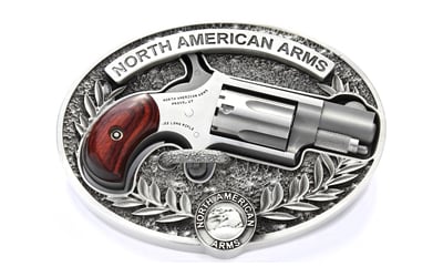 NORTH AMERICAN ARMS BELT BUCKLE OVAL STYLE ENGRAVED OLIVE LEAF NAA LOGO