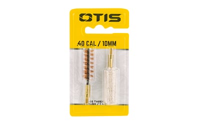 10MM/40 CALIBER 1 BRUSH/1 MOP CMB PKBore/Brush Mop Combo Pack - .40 Cal Cleans: .40cal/10mm - Length: 2 Inch - Thread: 8-32 - 1 Bronze Brush/ 1 Cotton Bore Mop