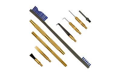 PRO+ GUNSMITHING PICK SETPRO+ Gunsmithing Pick Set Great for detailed cleaning of hard to reach areas - Punch pins, clean locking lugs, slides, rails, bolt, trigger group and more - Double ended AP brushes allows for large surface scrubbing and precision cleaningble ended AP brushes allows for large surface scrubbing and precision cleaning