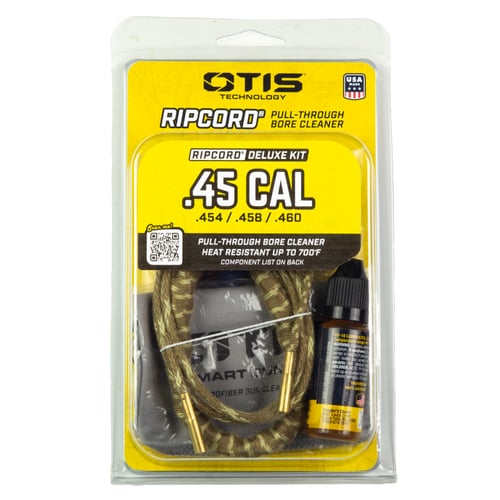 .45CAL RIPCORD DELUXE KITRipcord Deluxe Kit .45 Cal - Quick on the go cleaning has never been easier withthe Ripcord Deluxe - Your Ripcord becomes next level with the inclusion of a bore brush, cotton bore mop and 0.5 fluid ounce bottle of Shooters choice FP-10 Lure brush, cotton bore mop and 0.5 fluid ounce bottle of Shooters choice FP-10 Lubricant Elitebricant Elite