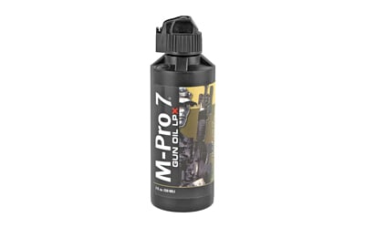 M-PRO 7 LPX GUN OIL 2OZ BTLM-Pro 7 Gun Oil LPX 2 oz - Combines high quality synthetic oils with LPX additives - Leaves a lasting film that repels dust/dirt & will not evaporate - Excellent for long-term storage - Meets requirements of MIL-L-63460 revision 