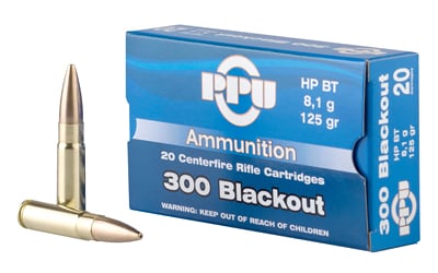 PPU Standard Rifle Ammunition .300 AAC Blackout 125 gr FMJ 1340 fps 20/ct