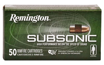 Remington Ammunition 21135 Subsonic Rimfire 22 LR 40 gr Plated Hollow Point 50 Per Box/ 100 Cs