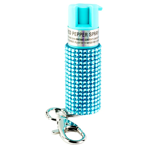 JEWLD PEPPER SPRAY W/KEY RING TEALPepper Spray w/ Jeweled Design and Snap Clip Teal - 25 Bursts - Upgrade your style while staying safe with easy access to protection with the SABRE Jeweled Pepper Spray with Snap Clip and Snap Clip. The canister contains 25 bursts (5x the cer Spray with Snap Clip and Snap Clip. The canister contains 25 bursts (5x the competition) forompetition) for