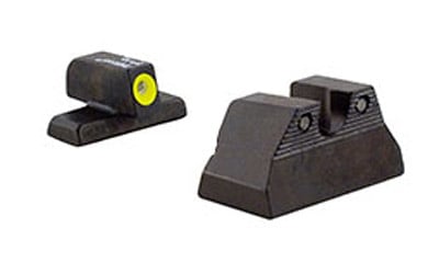 Trijicon 600598 Bright & Tough Night Sight Set 3-Dot Tritium Green with Yellow Outline Front, Green with Black Outline Rear Black Frame for HK USP Compact