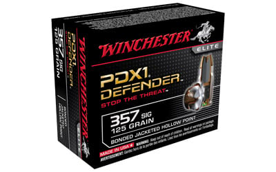 Winchester Ammo S357SPDB Defender  357 Sig 125 gr Bonded Jacket Hollow Point 20 Per Box/ 10 Case