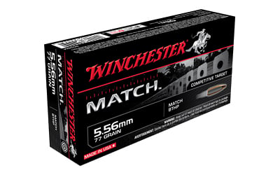 Winchester S556M Match Rifle Ammo 5.56 NATO, BTHP, 77 Grains, 2750