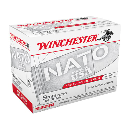 Winchester Ammo USA9NATO USA Value Pack 9mm Luger 124 gr Full Metal Jacket 150 Per Box/ 5 Case