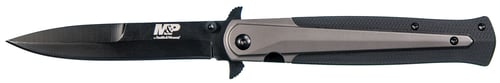 Smith & Wesson Knives 1085898 Smith & Wesson M&P Clip Point Plain Black Oxide Stainless Steel/ Black/Gray Aluminum/Nylon Handle Folding