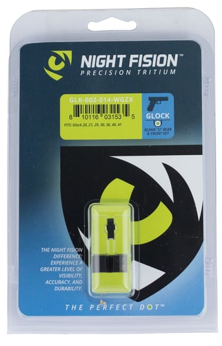 Night Fision GLK002014WGZ Night Sight Set Square Front/U-Notch Rear Glock 20/21/29/30/31/32/36/40/41 Green Tritium w/White Outline Black