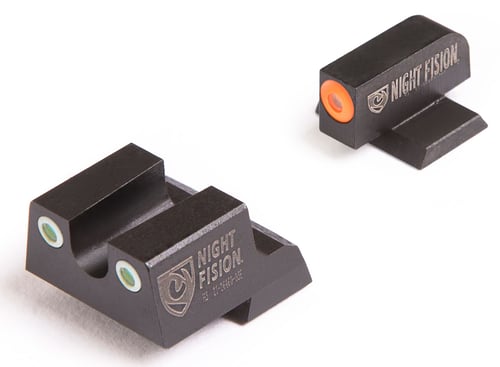 Night Fision CNK026007OGW Perfect Dot Night Sight Set Square Tritium Green with Orange Outline Front, U-Notch Green with White Outline Rear Black Frame for Canik TPSFx, TPSFL 9mm