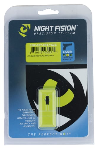 Night Fision CNK027003YGZ Night Sight Set Square Century Canik TP9SF/TP9SF Elite/TP9SA Green Tritium w/Yellow Outline Black