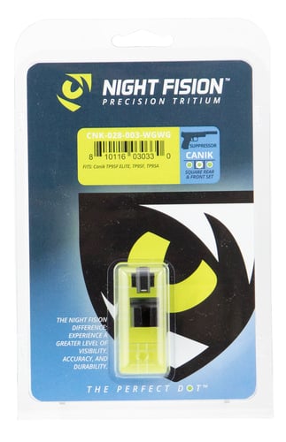 Night Fision CNK028003WGW Night Sight Set Square Suppressor Height Century Canik TP9SFx/TP9SFL Green Tritium w/White Outline  White Black