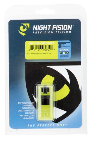 Night Fision CNK028003WGZ Night Sight Set Square Suppressor Height Century Canik TP9SFx/TP9SFL Green Tritium w/White Outline Black