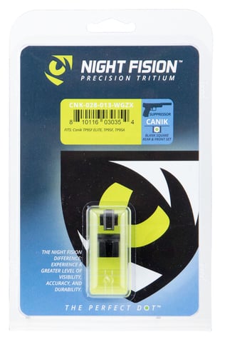 Night Fision CNK028003WGZ Night Sight Set Square Suppressor Height Century Canik TP9SFx/TP9SFL Green Tritium w/White Outline   Black
