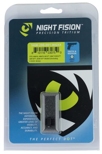 Night Fision SAW200001WGX OEM Replacement Perfect Dot Night Sight Square Tritium Green with White Outline Front Black Frame for S&W M&P, M&P M2.0, M&P Shield, 9/40 SD VE (Except CORE Series)