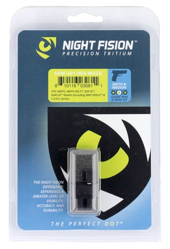 Night Fision SAW201003WGZ Night Sight Set Square S&W M&P/SD9 VE/SD40 VE Green Tritium w/White Outline Black