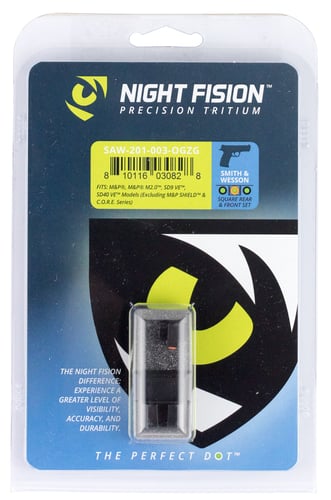 Night Fision SAW201003OGZ Tritium Night Sights  For Smith & Wesson  Black | Green Tritium Orange Ring Front Sight Green Tritium Black Ring Rear Sight