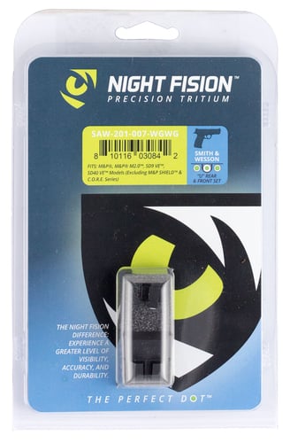 Night Fision SAW201007WGW Night Sight Set Square Front/U-Notch Rear S&W M&P/SD9 VE/SD40 VE Green Tritium w/White Outline Black