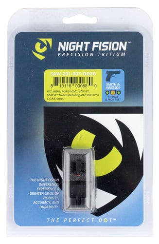 Night Fision SAW201007OGZ Night Sight Set Square Front/U-Notch Rear S&W M&P/SD9 VE/SD40 VE Green Tritium w/Orange Outline Black