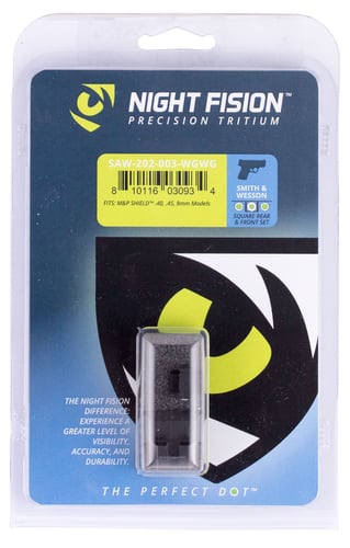 Night Fision SAW202003WGW Tritium Night Sights  For Smith & Wesson  Black | Green Tritium White Ring Front Sight Green Tritium White Ring Rear Sight