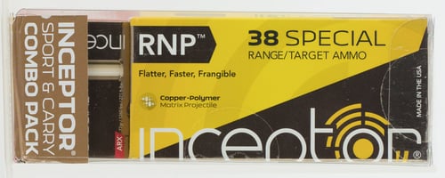 Inceptor 38SPLRNDARX Sport & Carry 38 Special 84/77 GR RNP/ARX 120 Bx/ 12 Cs