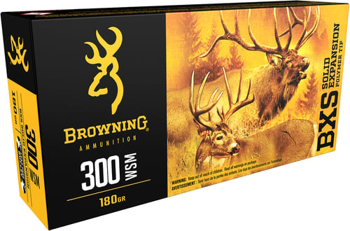 Browning Ammo B192430001 BXS Copper Expansion 300 WSM 180 gr Lead Free Solid Expansion Polymer Tip 20 Per Box/ 10 Case
