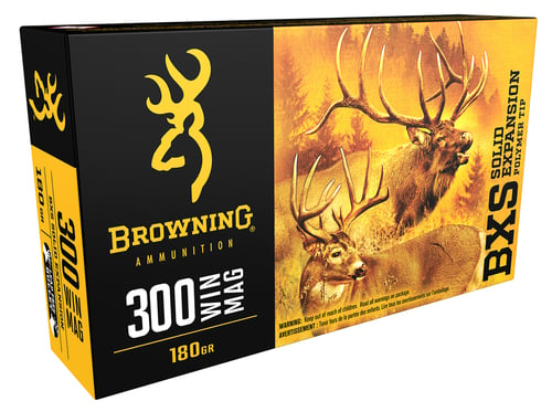 Browning Ammo B192403001 BXS Copper Expansion 300 Win Mag 180 gr Lead Free Solid Expansion Polymer Tip 20 Per Box/ 10 Case
