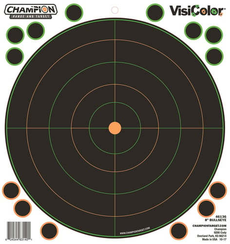 Champion Targets 46136 VisiColor  Self-Adhesive Paper Pistol/Rifle Black/Orange 8