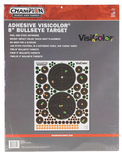 Champion Targets 46137 VisiColor Variety Pack Self-Adhesive Paper Multi Color Bullseye Includes Pasters 5 Pack