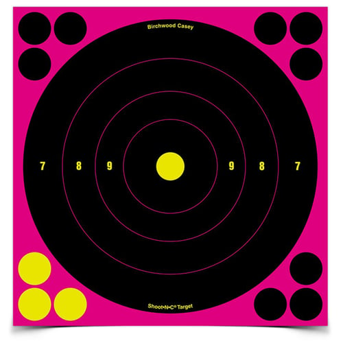 Birchwood Casey 34808 Shoot-N-C Reactive Target Self-Adhesive Paper Air Rifle/Centerfire Rifle/Rimfire Rifle Black/Pink 8