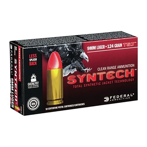 Federal AE9SJ2 American Eagle Syntech Range  9mm Luger 124 gr Total Syntech Jacket Flat Nose 50 Per Box/ 10 Case