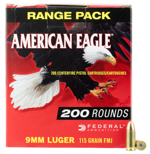 Federal AE9DP200 American Eagle Pistol Ammo, 9mm Brass, 115 Grain