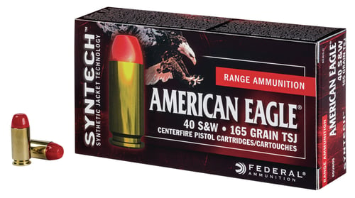 Federal AE40SJ1200 American Eagle Syntech 
40 Smith & Wesson (S&W) 165 GR Total Synthetic Jacket Flat Nose 200 Bx/ 5 Cs