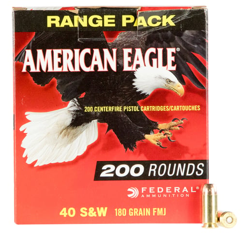 Federal AE40R1200 American Eagle 40 Smith & Wesson (S&W) 180 GR Full Metal Jacket 200 Bx/ 5 Cs