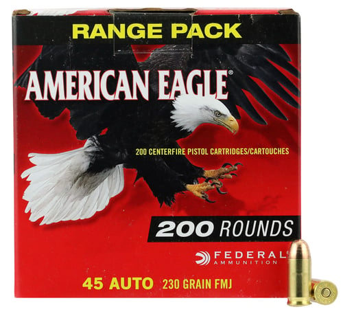 Federal AE45A200 American Eagle Handgun 
45 Automatic Colt Pistol (ACP) 230 GR Full Metal Jacket 200 Bx/ 5 Cs