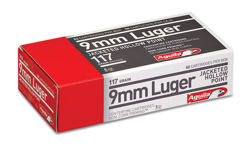 Aguila 1E092112 Personal Defense  9mm Luger 117 gr Jacketed Hollow Point (JHP) 50 Per Box/10 Cs