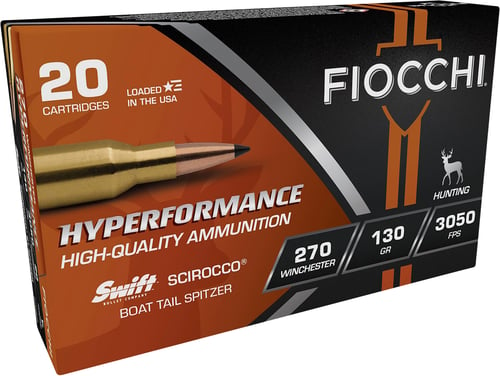 Fiocchi 270SCA Hyperformance  270 Win 130 gr Swift Scirocco II Bonded 20 Per Box/ 10 Case