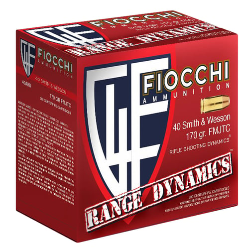 Fiocchi 40ARD100 Range Dynamics  40 S&W 170 gr Full Metal Jacket Truncated Cone 100 Per Box/ 10 Case *Range Pack
