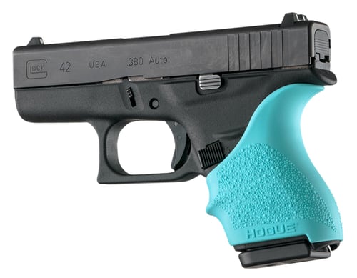 Hogue 18204 HandAll Beavertail Grip Sleeve Compatible w/Glock 42/43 Textured Aqua Blue Rubber